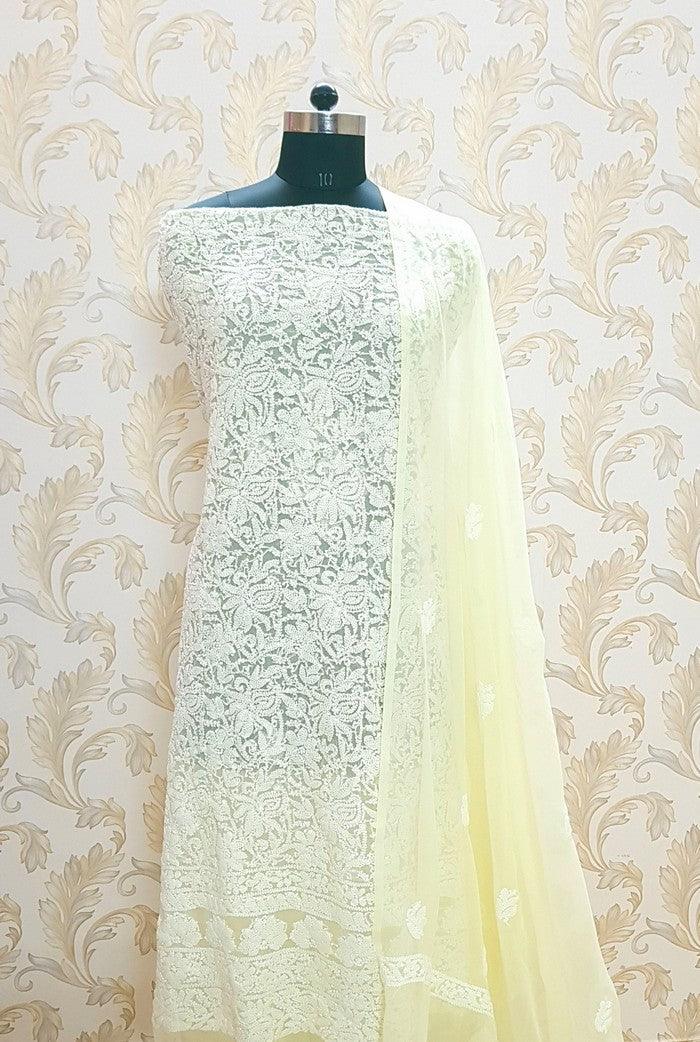 Chikankari Semi Georgette Suit ( 3 Piece ) - Adah Chikankari