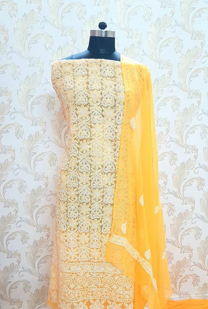 Chikankari Semi Georgette Suit ( 3 Piece ) - Adah Chikankari