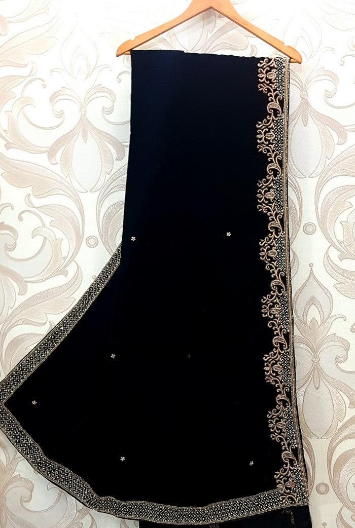 Chikankari Velvet Dupatta ( Zardozi Work ) - Adah Chikankari