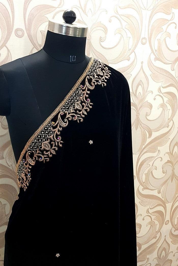 Chikankari Velvet Dupatta ( Zardozi Work ) - Adah Chikankari