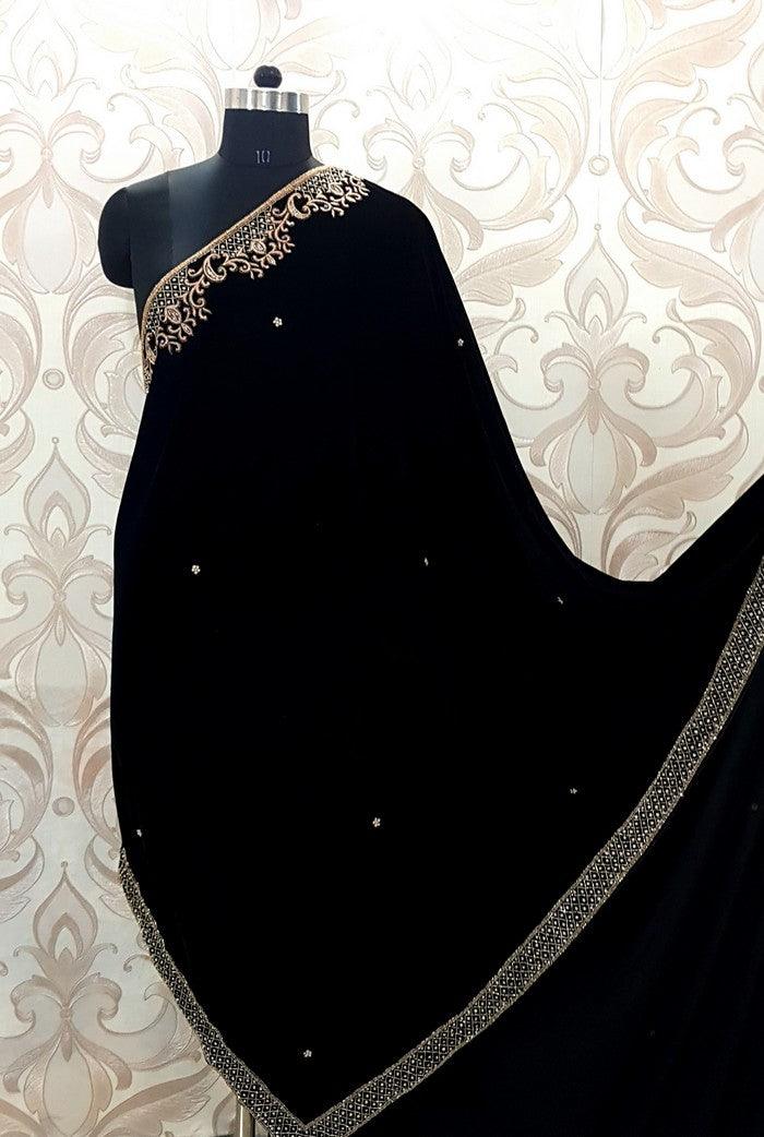 Chikankari Velvet Dupatta ( Zardozi Work ) - Adah Chikankari