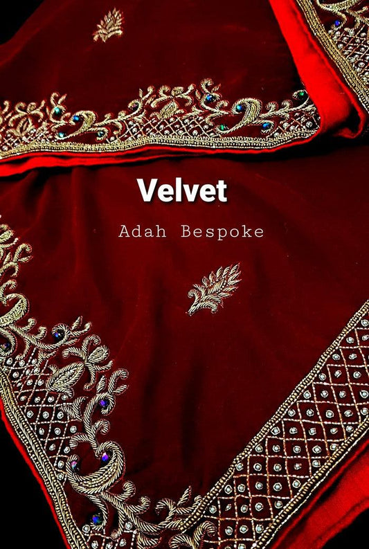 Chikankari Velvet Dupatta ( Zardozi Work ) - Adah Chikankari