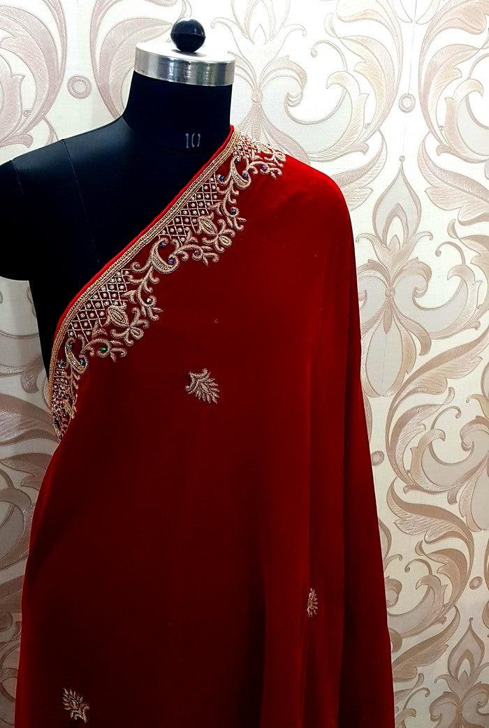 Chikankari Velvet Dupatta ( Zardozi Work ) - Adah Chikankari