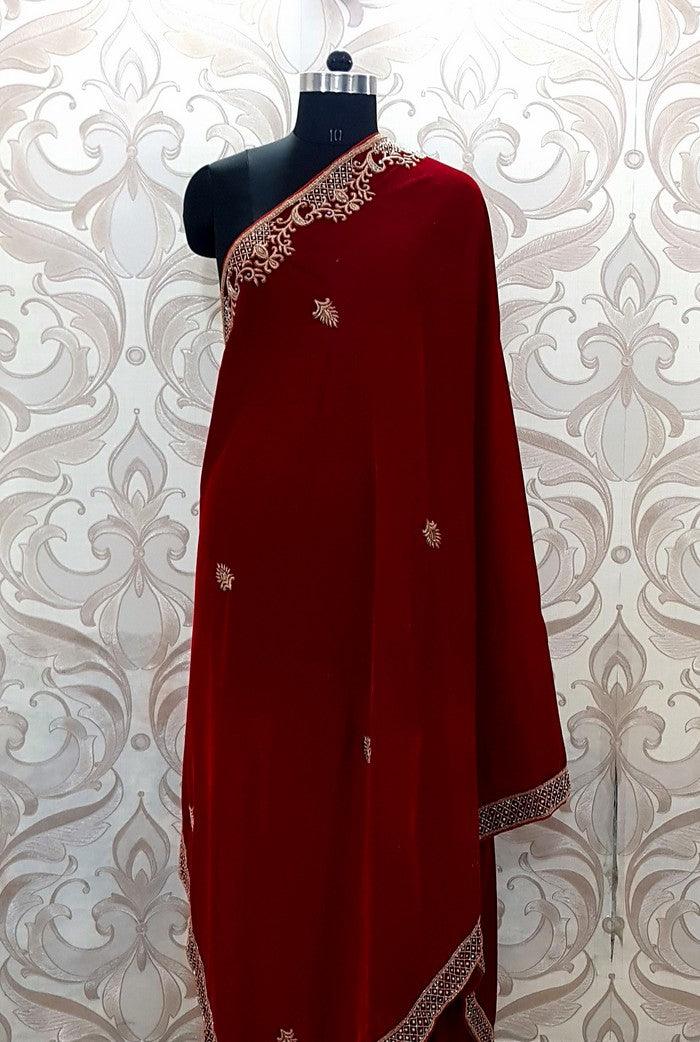 Chikankari Velvet Dupatta ( Zardozi Work ) - Adah Chikankari