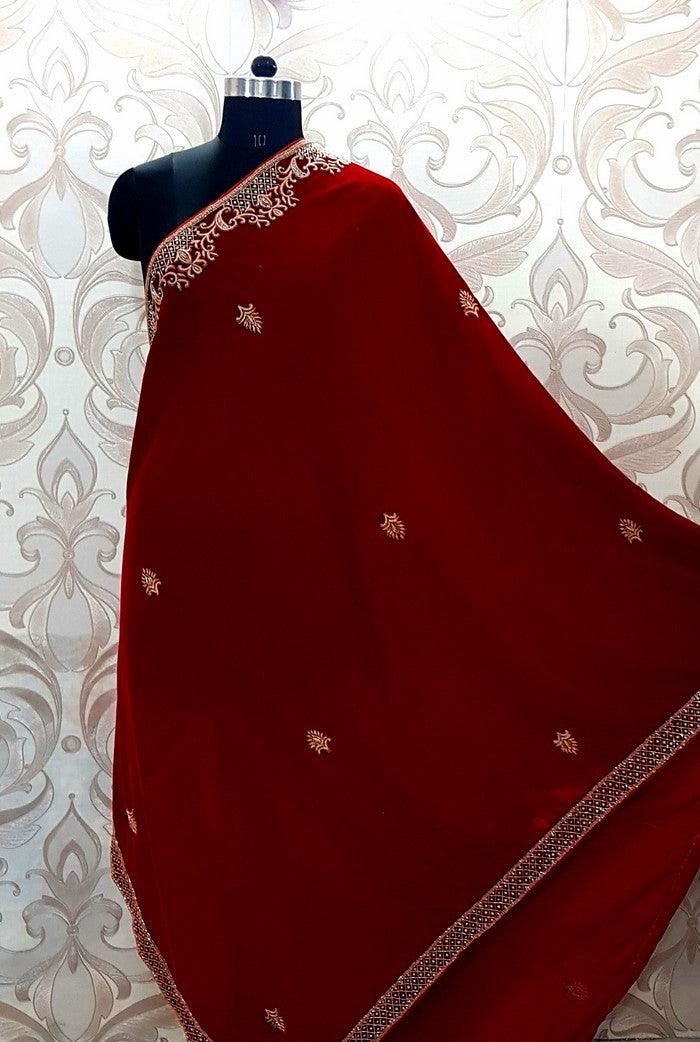 Chikankari Velvet Dupatta ( Zardozi Work ) - Adah Chikankari