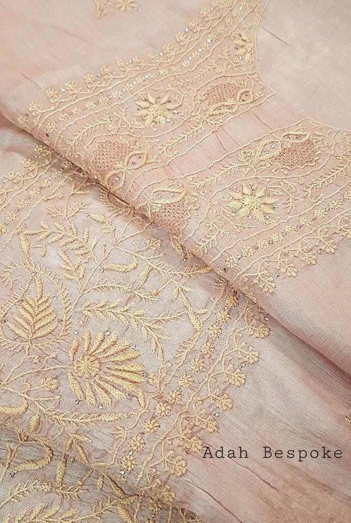 Chikankari Tussar Silk Kurta ( Do Taar ) - Adah Chikankari