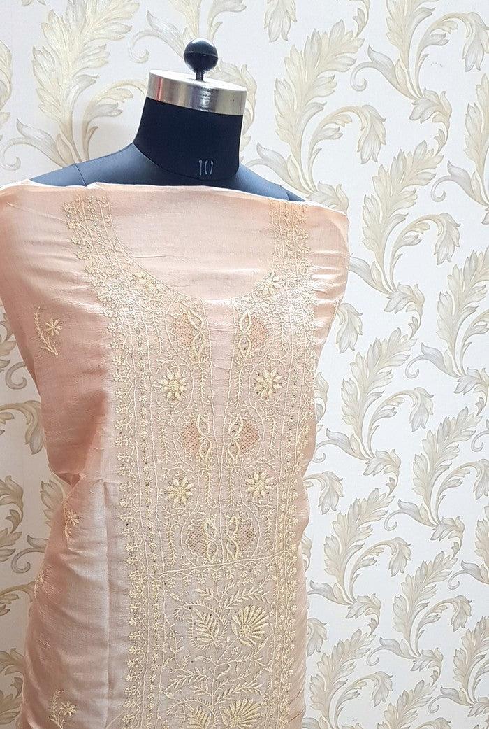 Chikankari Tussar Silk Kurta ( Do Taar ) - Adah Chikankari