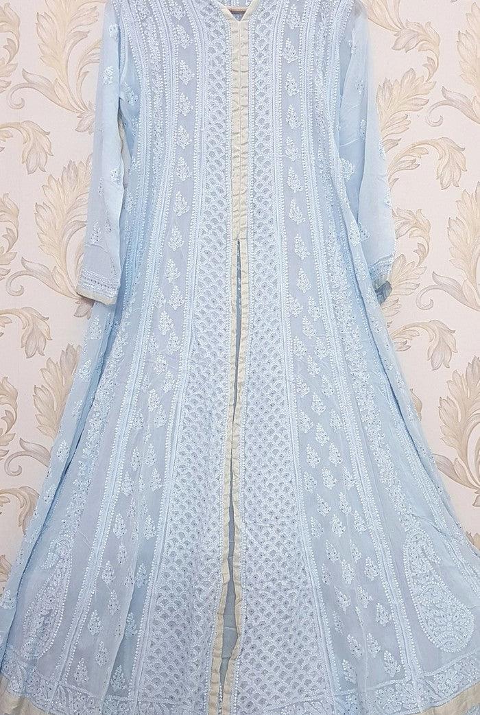 Chikankari Viscose Georgette Anarkali - Adah Chikankari