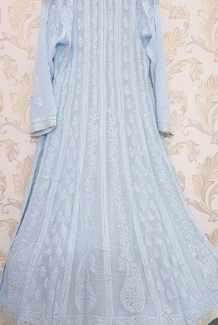 Chikankari Viscose Georgette Anarkali - Adah Chikankari
