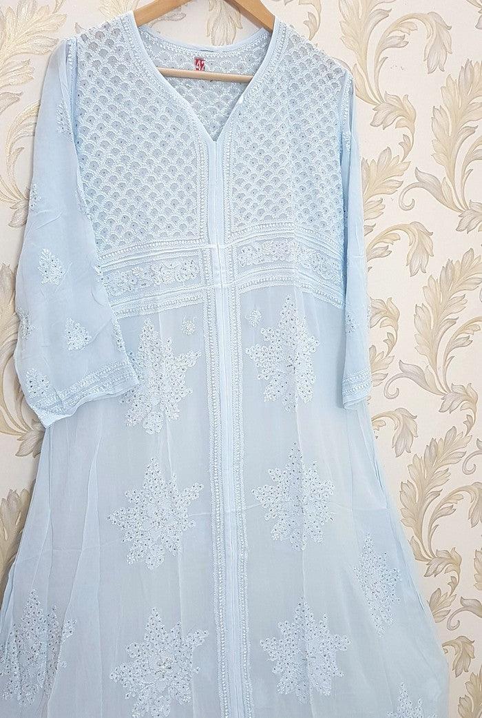 Chikankari Viscose Georgette Anarkali - Adah Chikankari