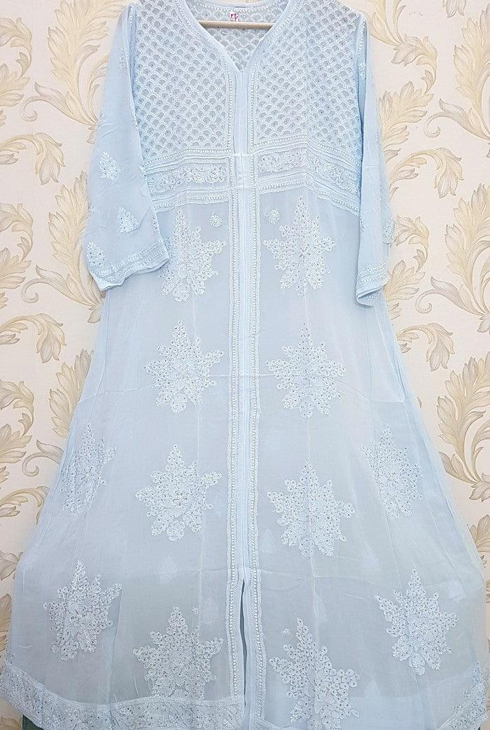 Chikankari Viscose Georgette Anarkali - Adah Chikankari