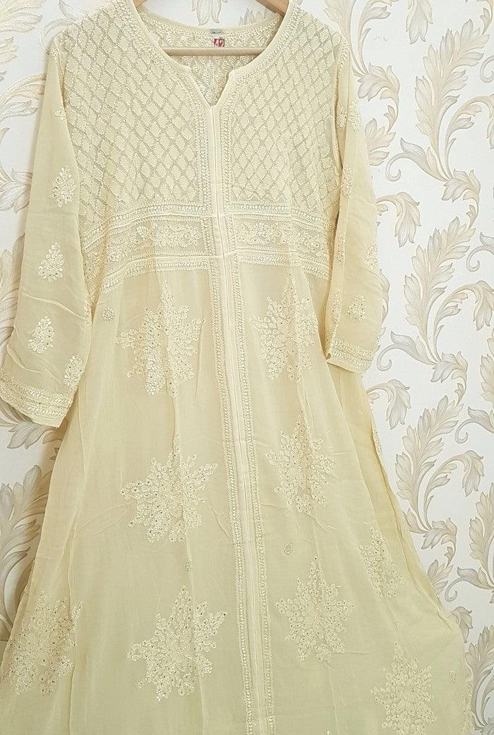 Chikankari Viscose Georgette Anarkali - Adah Chikankari