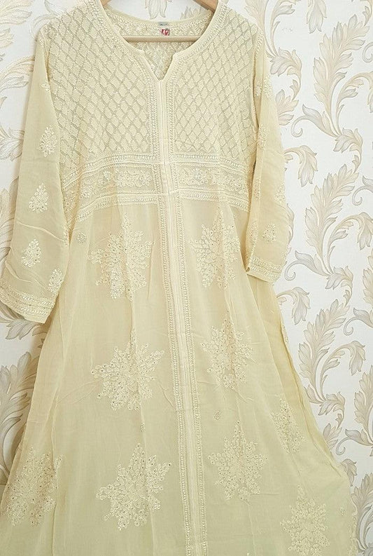 Chikankari Viscose Georgette Anarkali - Adah Chikankari