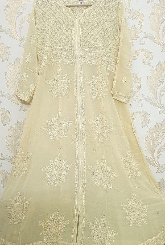 Chikankari Viscose Georgette Anarkali - Adah Chikankari