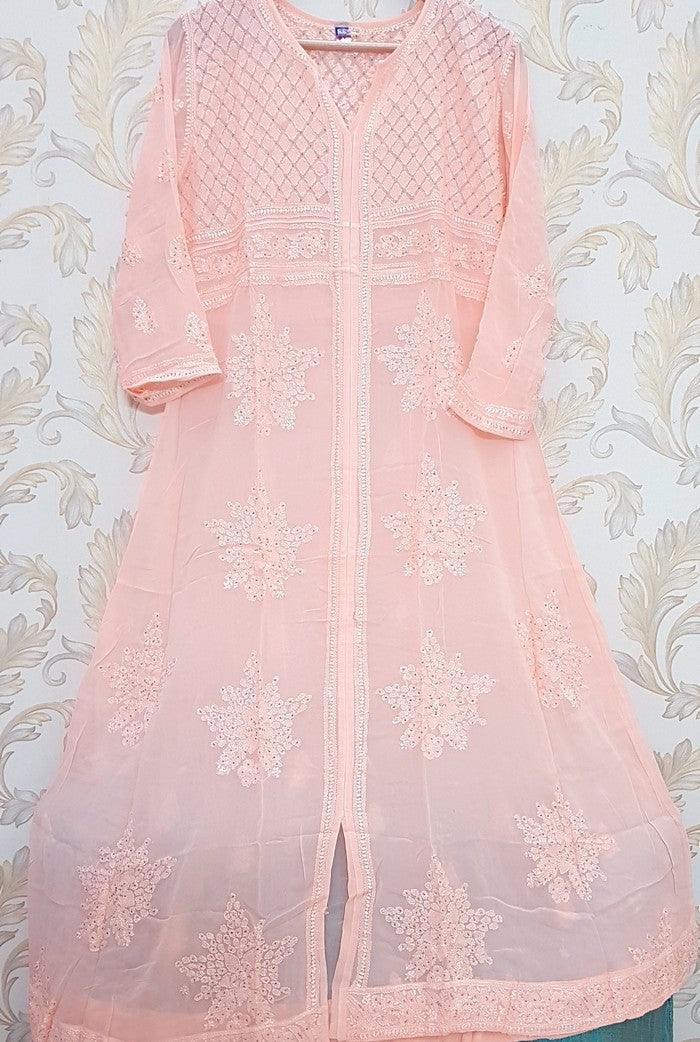 Chikankari Viscose Georgette Anarkali - Adah Chikankari