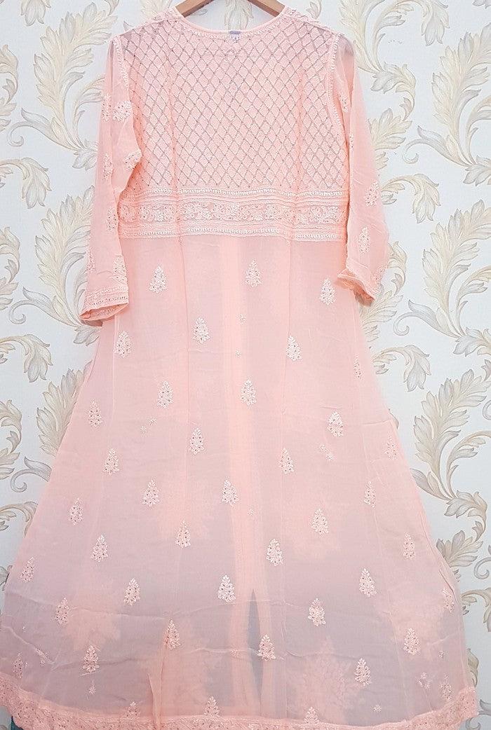 Chikankari Viscose Georgette Anarkali - Adah Chikankari