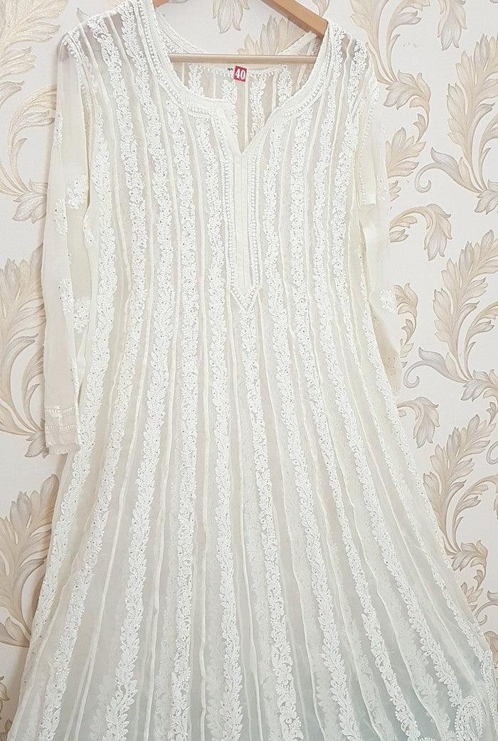 Chikankari Semi Georgette Anarkali - Adah Chikankari