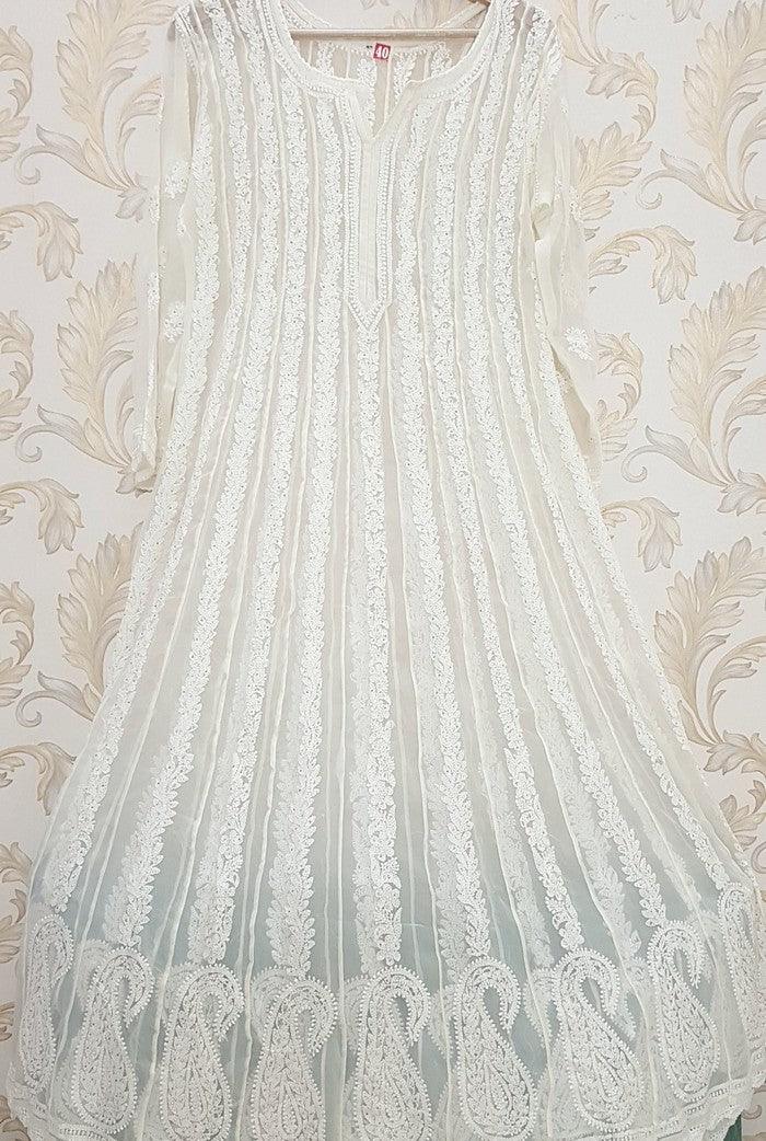 Chikankari Semi Georgette Anarkali - Adah Chikankari