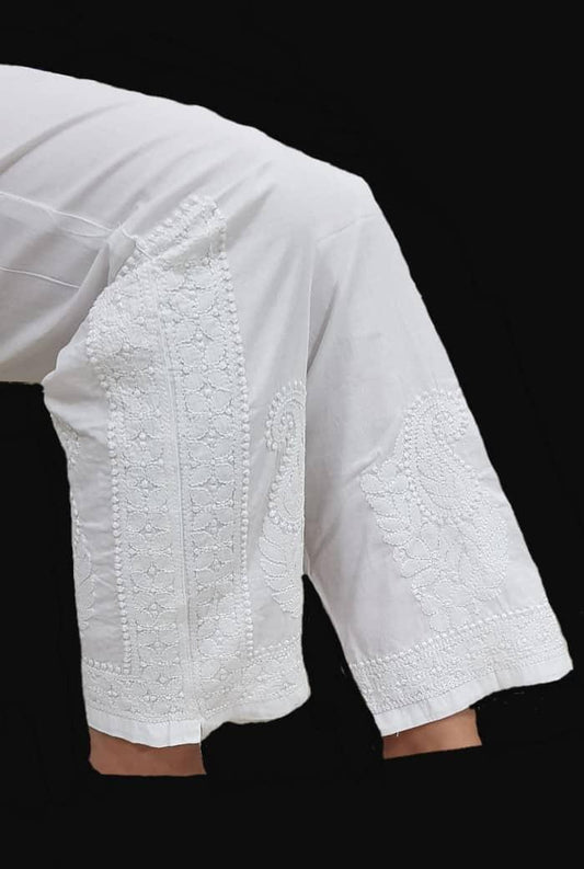 Chikankari Cotton Straight Pant ( with pockets ) - Adah Chikankari