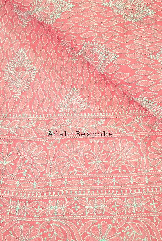 Chikankari Cotton Kurta ( Unstitched ) - Adah Chikankari