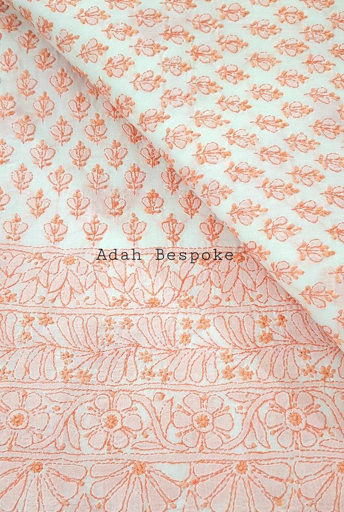Chikankari Cotton Kurta ( Unstitched ) - Adah Chikankari