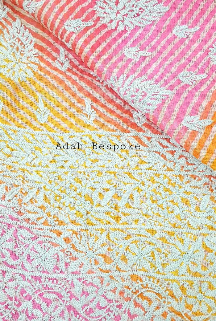 Chikankari Kota Cotton Kurta ( Unstitched ) - Adah Chikankari