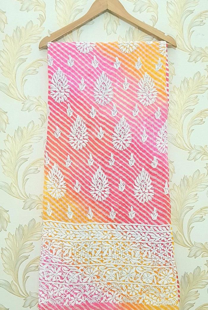 Chikankari Kota Cotton Kurta ( Unstitched ) - Adah Chikankari