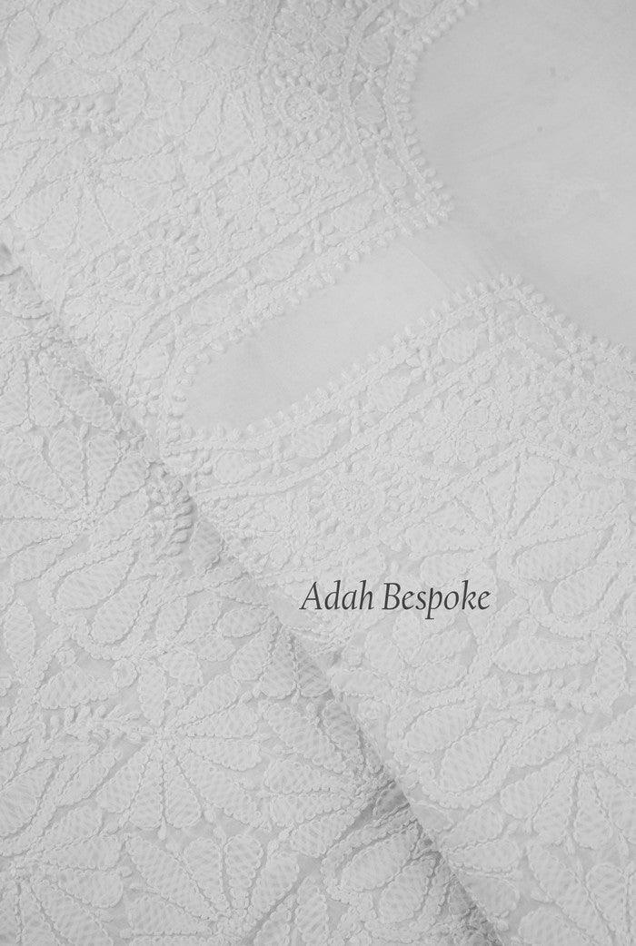 Chikankari Cotton Kurta ( Unstitched ) - Adah Chikankari
