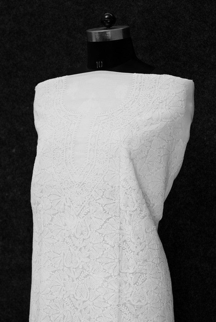 Chikankari Cotton Kurta ( Unstitched ) - Adah Chikankari