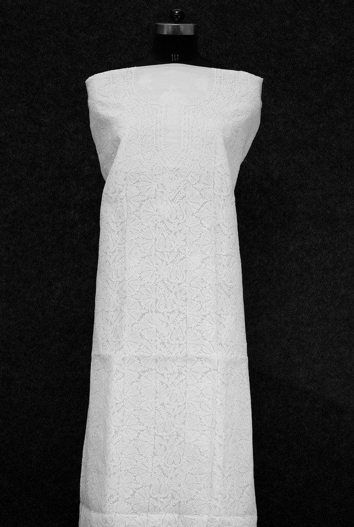 Chikankari Cotton Kurta ( Unstitched ) - Adah Chikankari