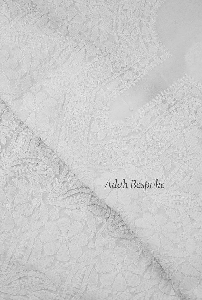 Chikankari Cotton Kurta ( Unstitched ) - Adah Chikankari