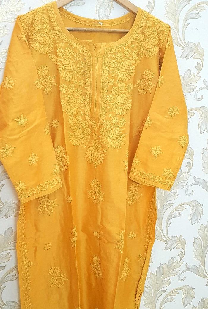 Chikankari Chanderi Kurta - Adah Chikankari
