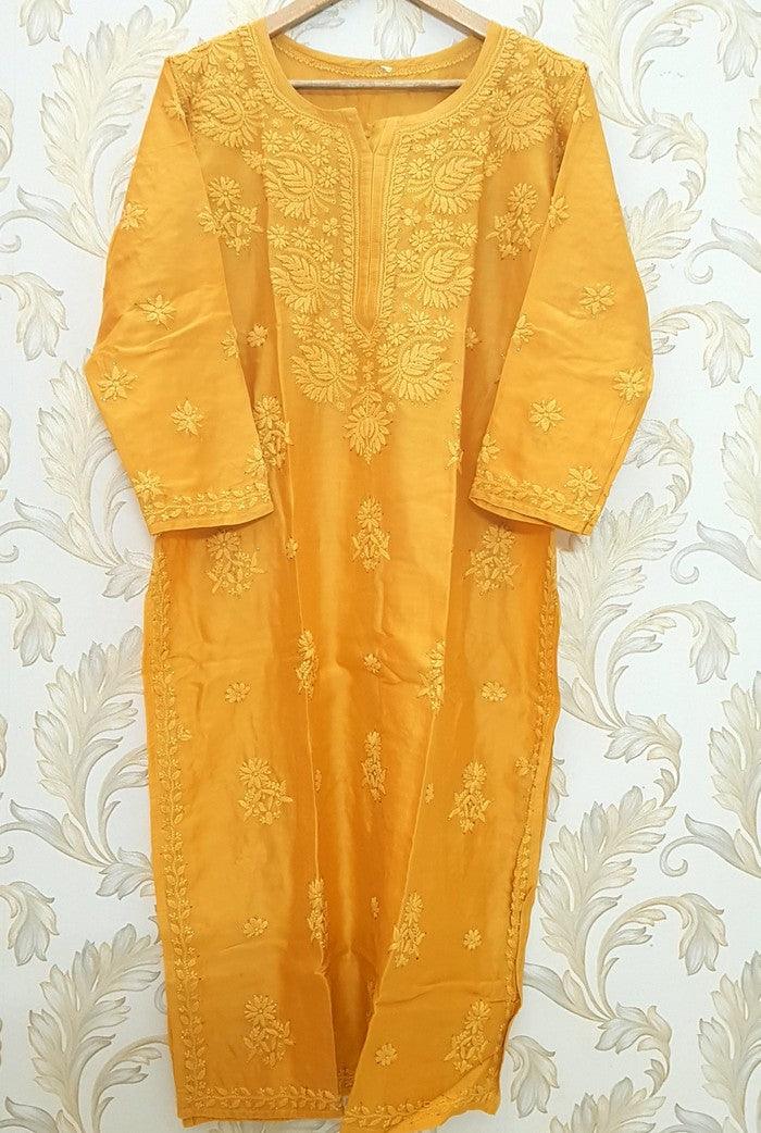 Chikankari Chanderi Kurta - Adah Chikankari