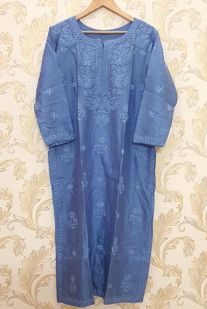 Chikankari Chanderi Kurta - Adah Chikankari