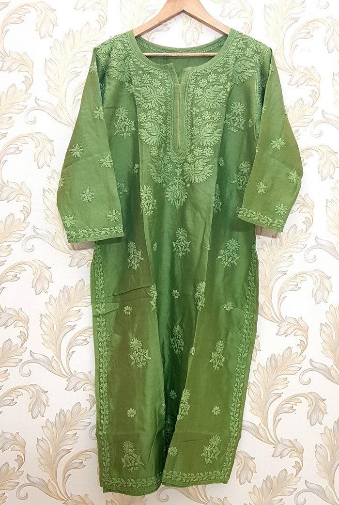 Chikankari Chanderi Kurta - Adah Chikankari