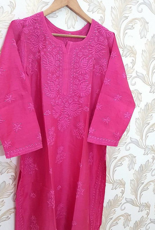 Chikankari Chanderi Kurta - Adah Chikankari