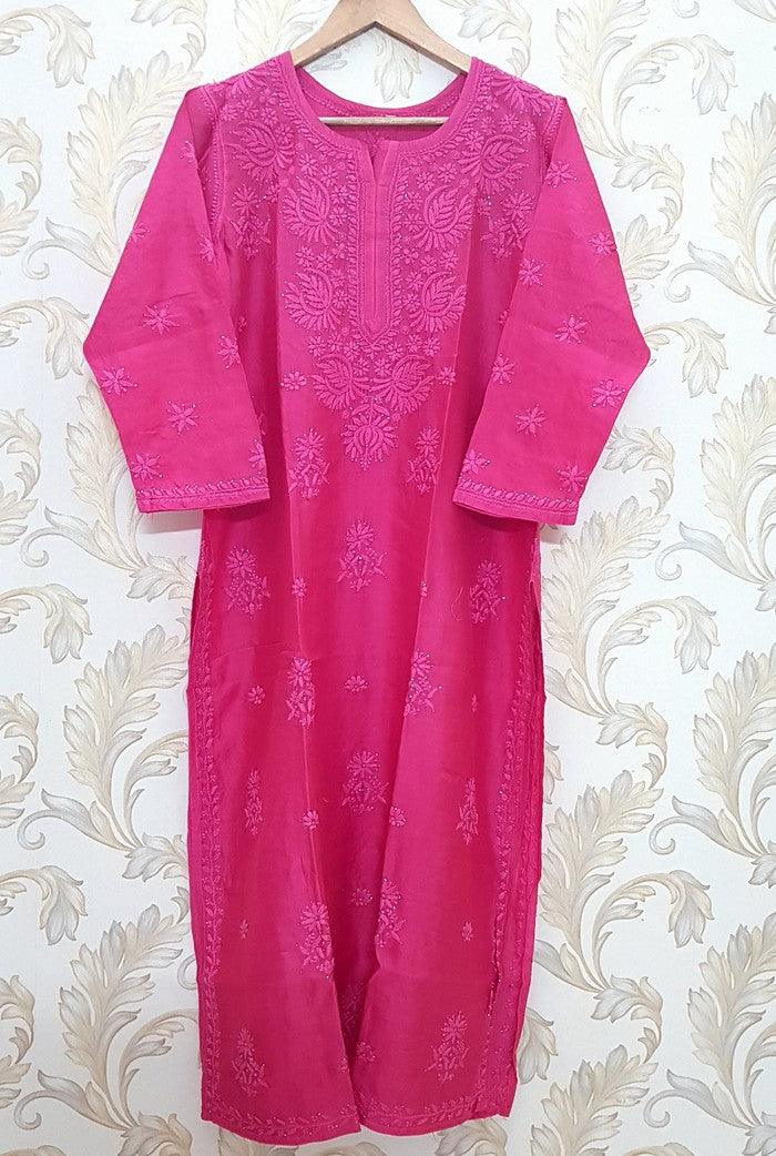 Chikankari Chanderi Kurta - Adah Chikankari