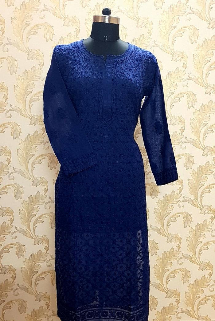 Chikankari Cotton Kurta - Adah Chikankari