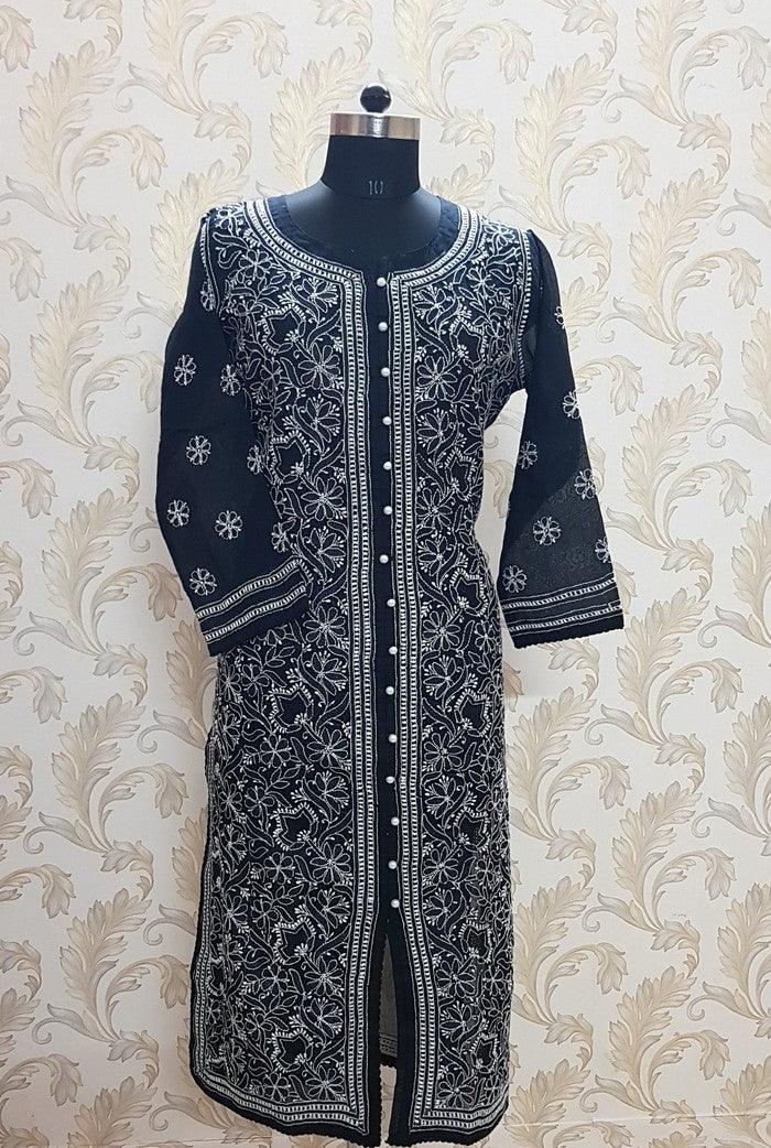 Chikankari Cotton Kurta - Adah Chikankari