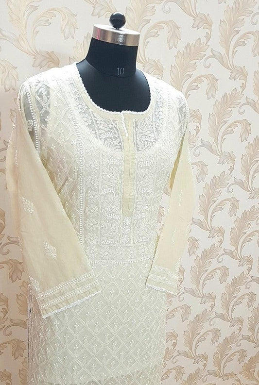 Chikankari Cotton Kurta - Adah Chikankari