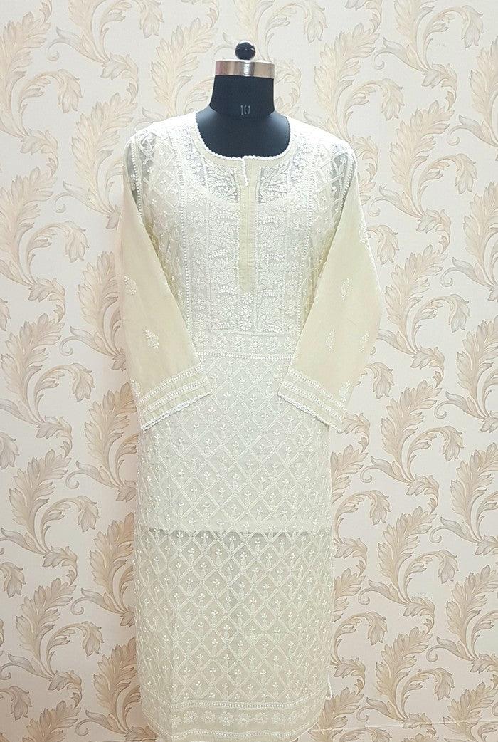 Chikankari Cotton Kurta - Adah Chikankari