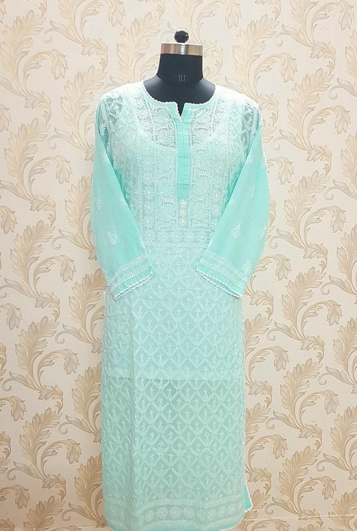 Chikankari Cotton Kurta - Adah Chikankari