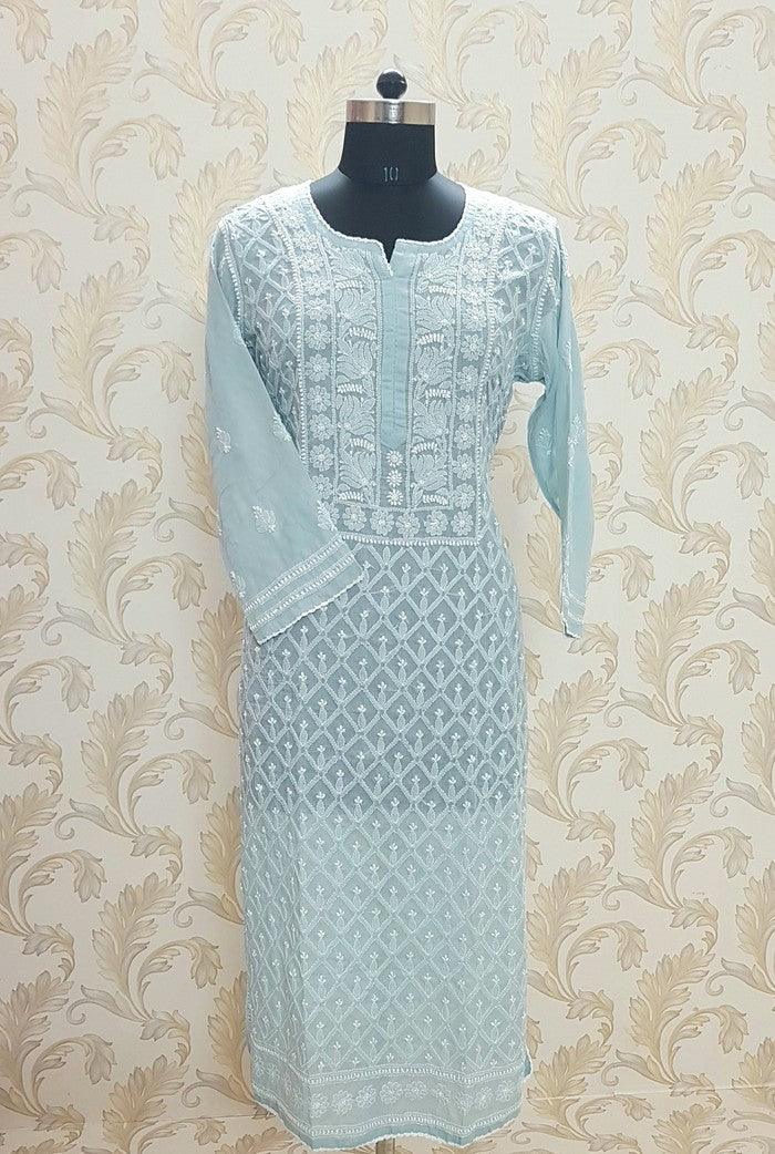 Chikankari Cotton Kurta - Adah Chikankari