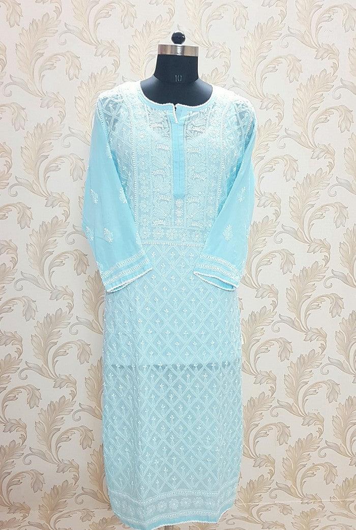 Chikankari Cotton Kurta - Adah Chikankari