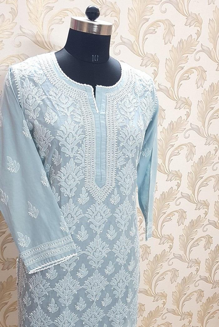 Chikankari Cotton Kurta - Adah Chikankari