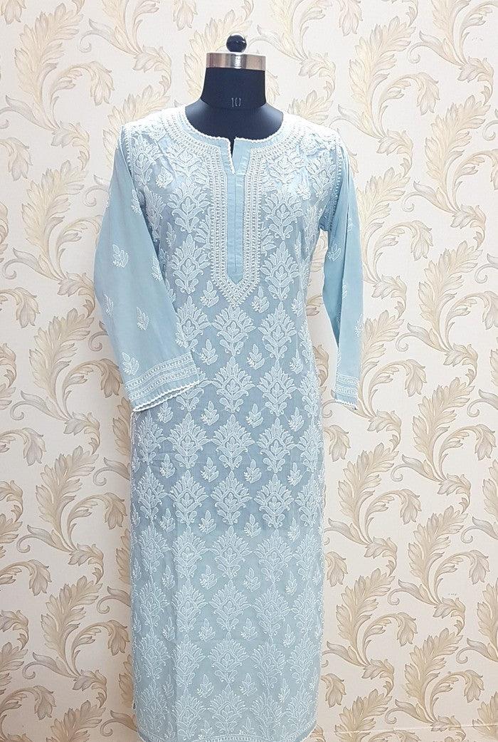 Chikankari Cotton Kurta - Adah Chikankari