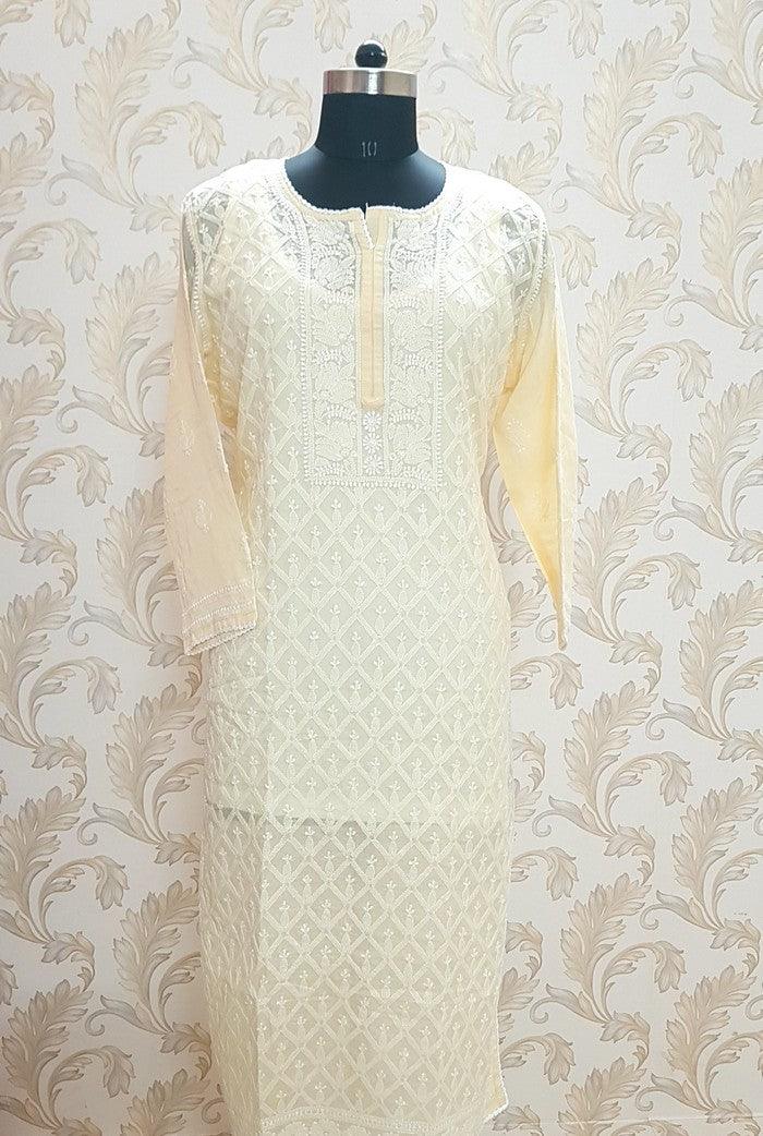 Chikankari Cotton Kurta - Adah Chikankari