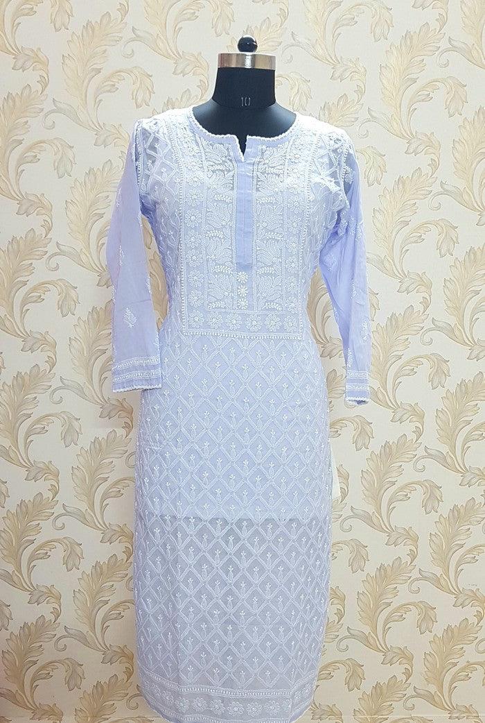 Chikankari Cotton Kurta - Adah Chikankari