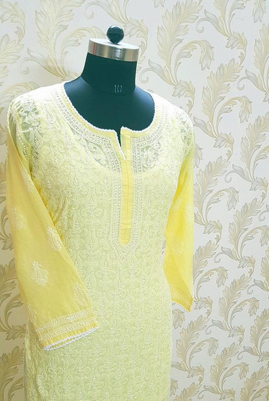 Chikankari Cotton Kurta - Adah Chikankari