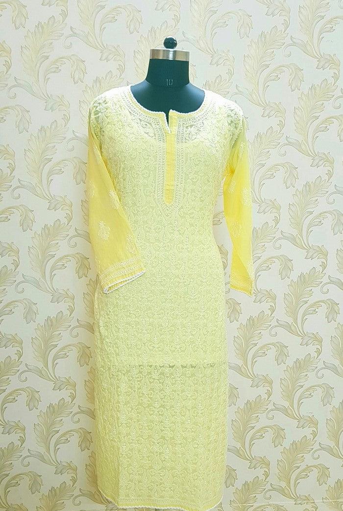 Chikankari Cotton Kurta - Adah Chikankari